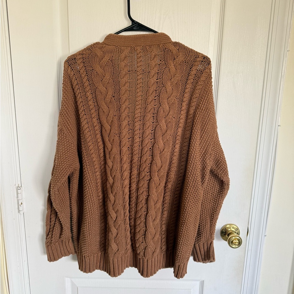 Jenni Kayne Cable Knit Oversized Cardigan In Brown - Picture 7 of 8